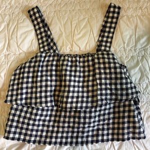 Navy and White Madewell Gingham Crop Top!